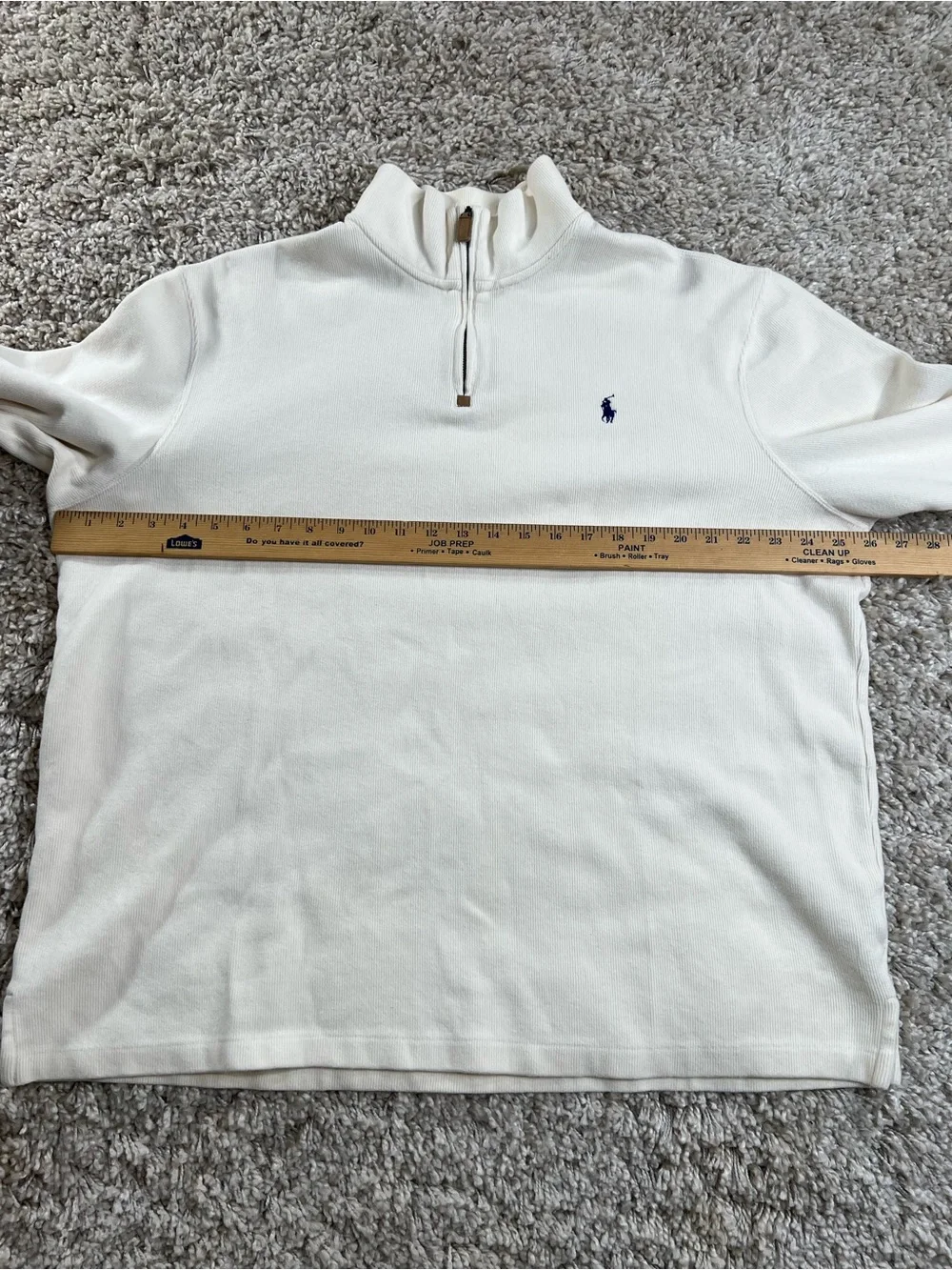 Polo by Ralph Lauren Men’s Cream Half-Zip Sweater with Navy Pony XL
